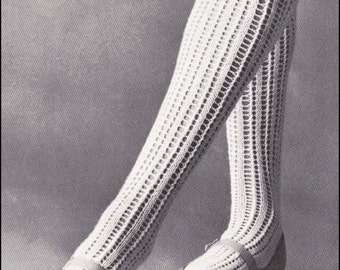 No.194 PDF Vintage Knitting Pattern Women's Thigh High Lace Stockings - Foot Sizes 8" - 11" - Instant Download