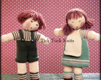 No.353 Toy Doll Knitting Pattern PDF 1970s Vintage - Boy & Girl Rag Dolls - Child's Toy Pattern - Instant Download