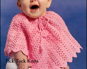 No.385 Baby Crochet Pattern PDF Vintage - Baby / Toddler Poncho - Size 6 to 18 months - Baby Poncho Crochet Pattern 1970's