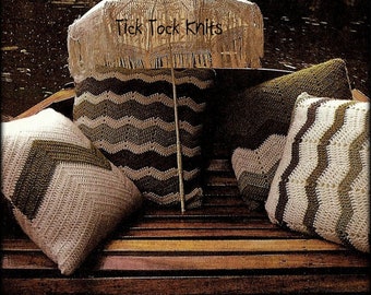 No.703 Crochet Pattern Four Chevron Throw Pillows PDF - 1970's Vintage Retro Crochet Pattern