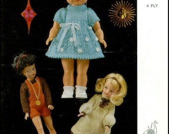 No.2 PDF Vintage Knitting Pattern For 14 Inch Dolls & 11 1/2 Fashion Dolls - Retro Knitting Pattern - Emu 6448 - Instant Download