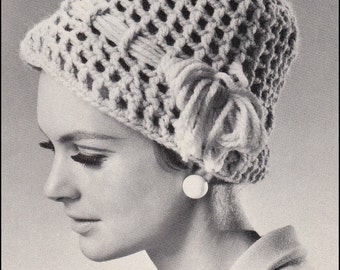 No.177 PDF Crochet Pattern Women's Merry Mod Cloche Hat Vintage 1960's Retro Crochet Pattern - Instant Download - Brimmed Openwork Hat