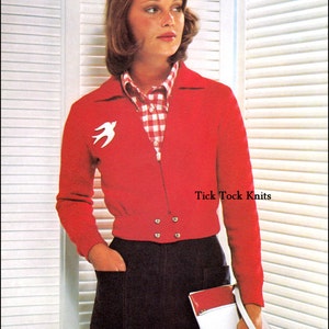 No.401 Women&#39;s Cropped Jacket Knitting Pattern Vintage PDF - Battle Dress Jacket 1970&#39;s Retro Knitting Pattern - Instant Download