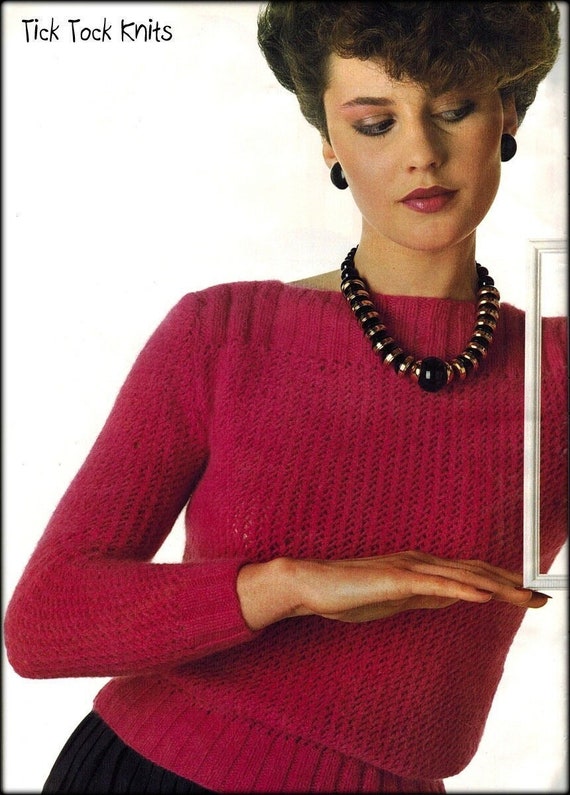 Angora Lace Sweater Women's Knitting Pattern PDF