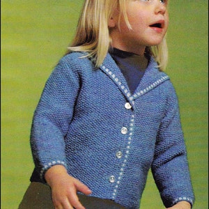 Nr 63 Stickmönster PDF Vintage Baby/Barnjacka med sjömanskrage, pärlstygn för pojke eller flicka - 1, 2, 3, 4 år - 1970-talet