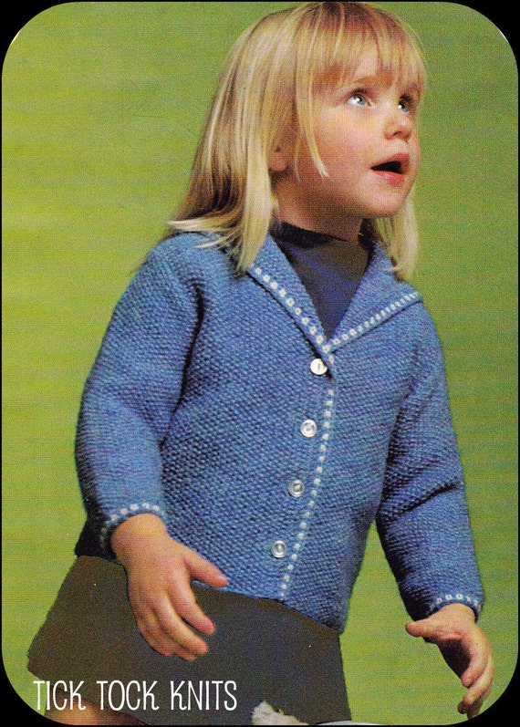 de punto PDF Vintage Bebé/Niño Chaqueta collar - Etsy España