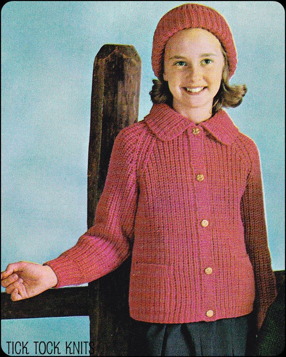 PDF Vintage Knitting Pattern Cardigan a coste profonde per