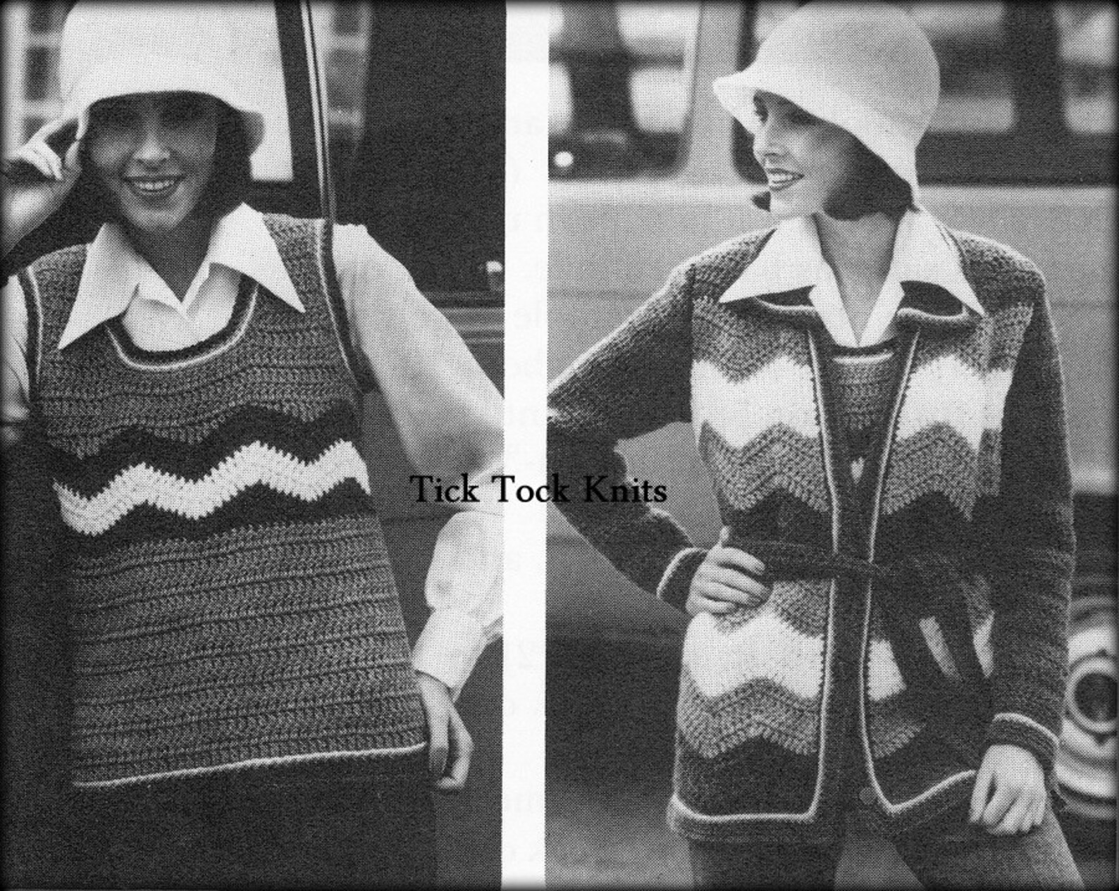 No.513 Crochet Coat Pattern PDF Vintage Women's Chevron Etsy