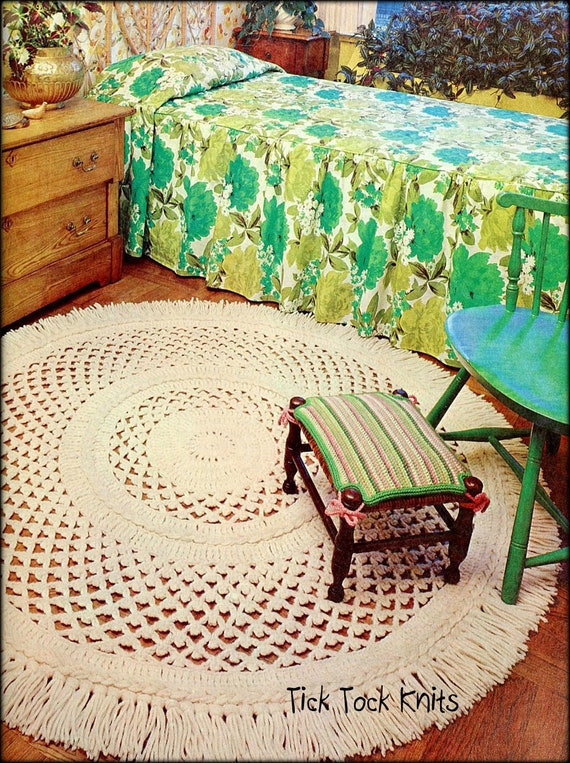 No.925 Irish Crochet Rug Crochet Pattern PDF Vintage 1970's - Retro Kitchen Bedroom Living Room Bathroom Floor Throw Digital Download