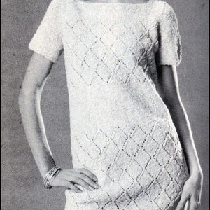 No.167 PDF Vintage Knitting Pattern - Women's Diamond Lace Knit Dress 1960's - Finished Bust Sizes 37.5" and 42"