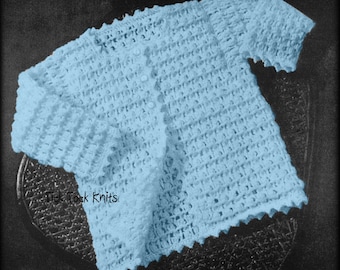 No.649 Baby Girl Crochet Pattern PDF Vintage - Cluster Stitch Baby Cardigan Sweater Jacket - Sizes 3, 12, 24, 36 months / 1, 2, 3 years