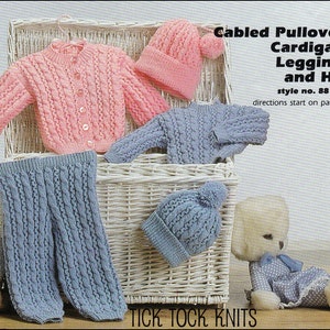 No.79 PDF Vintage Knitting Pattern Baby&#39;s/Child&#39;s Cabled Sweaters, Leggings, Hat For Boy or Girl - 6, 12, 18 mos, 2 years - Instant Download