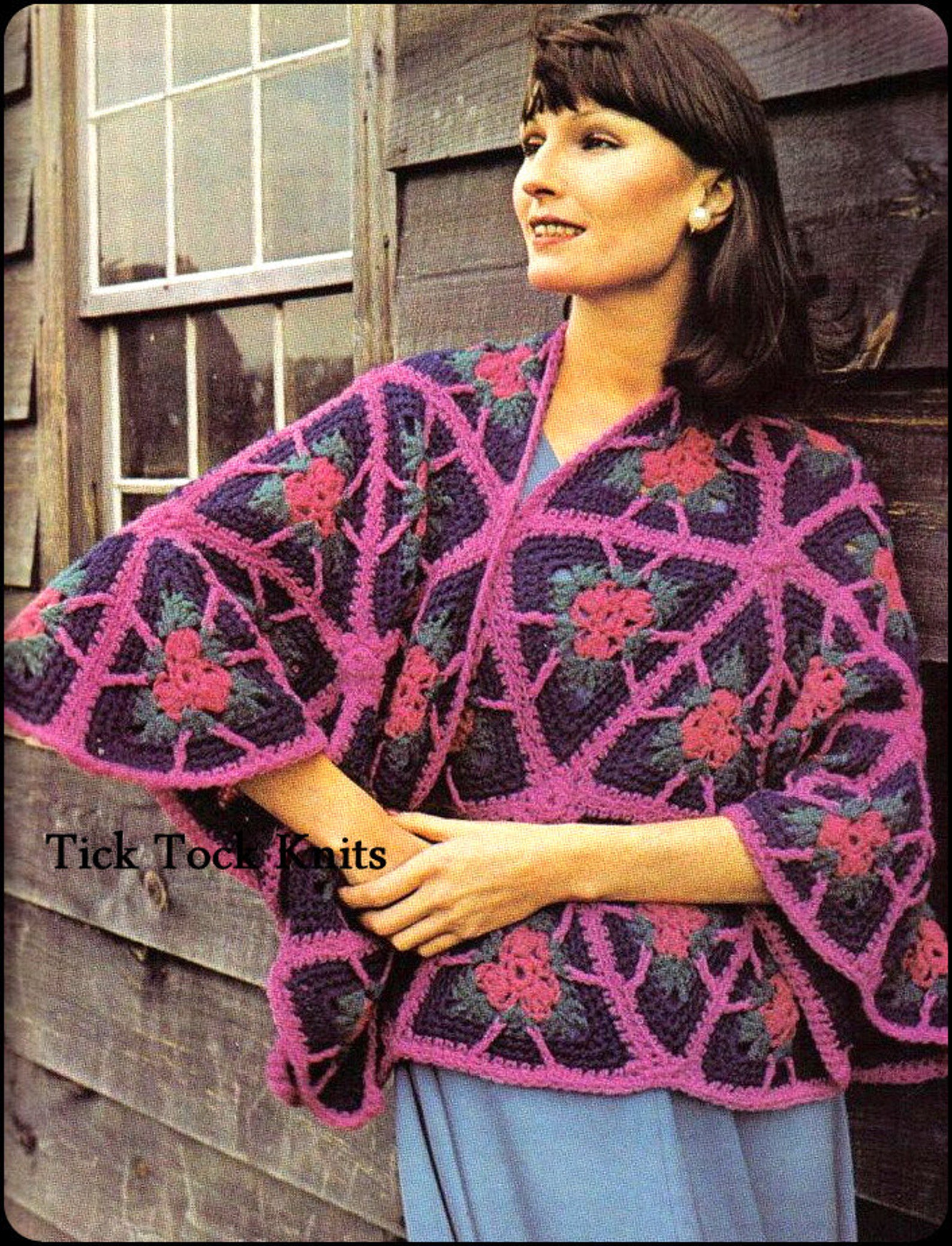 No.274 PDF Vintage Crochet Pattern Women's Granny Triangles Shawl 1970