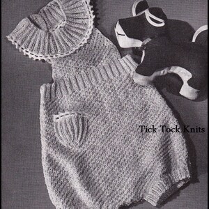 No.203 Baby Knitting Pattern PDF Vintage Toddler Romper Play Suit / Baby Onesie - Size 2 & 3 years - 1940&#39;s Knitting Pattern