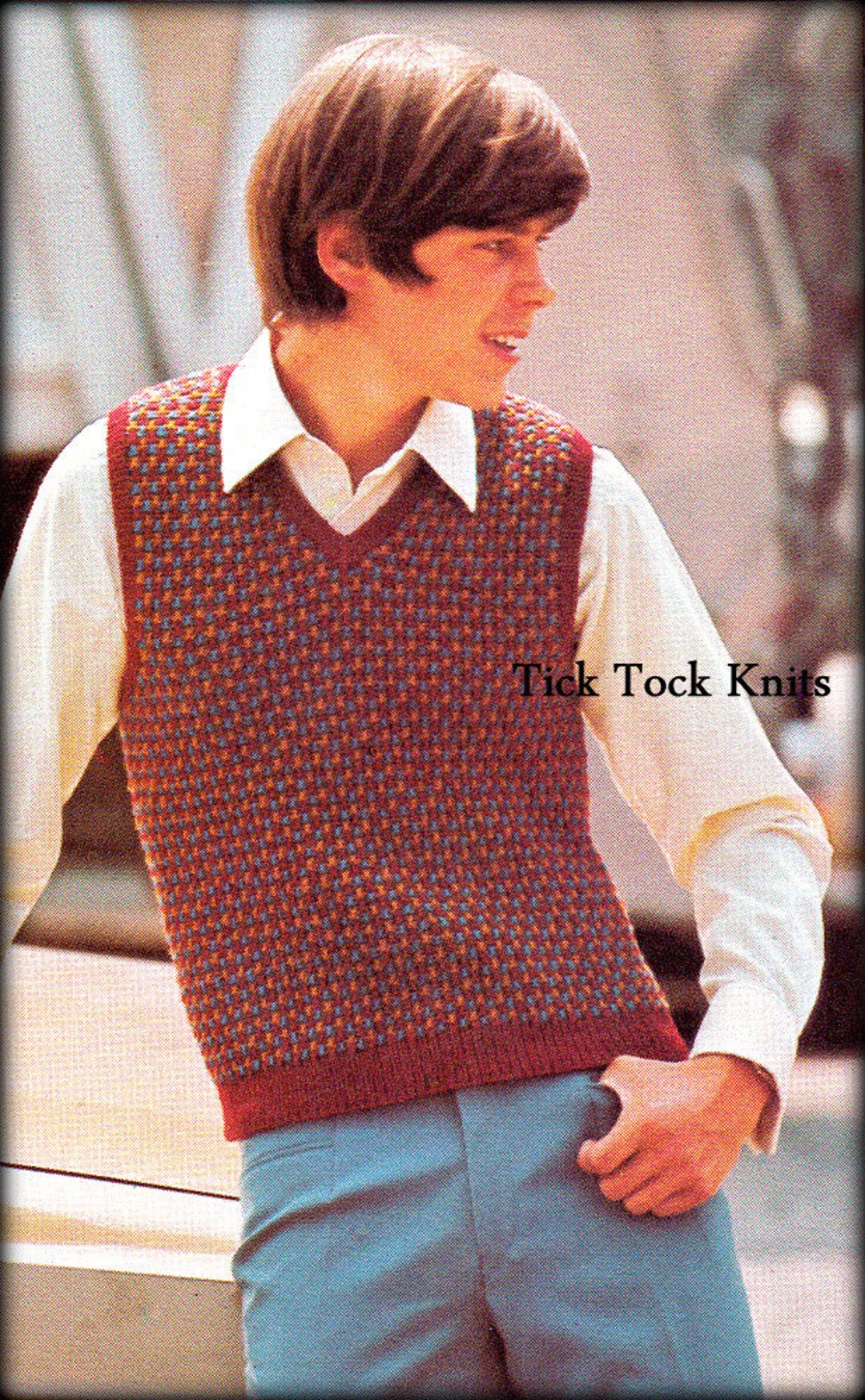 No.431 Teen Boy's & Men's Slip Stitch Vest PDF Vintage No.431 Teen Boy's & Men's Slip Stitch Vest PDF Vintage