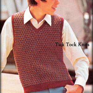 No.431 Teen Boy's & Men's Slip Stitch Vest PDF Vintage Knitting Pattern - Sweater Vest 1960's Retro Knitting Pattern - Instant Download