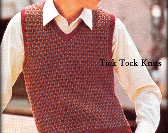 No.431 Teen Boy's & Men's Slip Stitch Vest PDF Vintage Knitting Pattern - Sweater Vest 1960's Retro Knitting Pattern - Instant Download