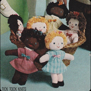 No.136 Sewing Pattern PDF Vintage 10" Adorable Dolls - Soft Fabric Dolls W/ Dresses & Yarn Hair - Retro Sewing Pattern - Instant Download