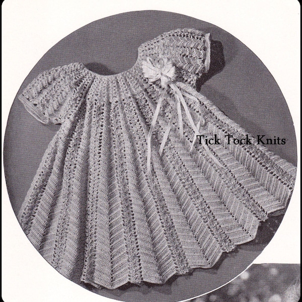 No.38 Baby Crochet Pattern PDF Vintage - A-Line Dress With Puff Sleeves - Toddler Size 1, 2 Years - 1940's Retro Crochet Pattern