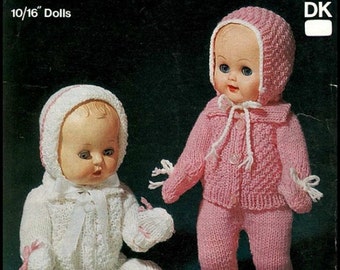 No.8 PDF Vintage Knitting Pattern For 10", 12", 14", 16" Dolls - Sweater, Leggings, Bonnet - Retro Knitting Pattern - Instant Download