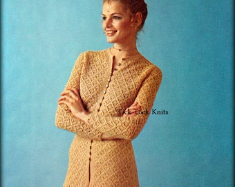 No.442 Women's Long Crochet Cardigan Pattern - Spider Web Lace 1970's Vintage Crochet Pattern PDF - Sweater Pattern - Retro Crochet Pattern