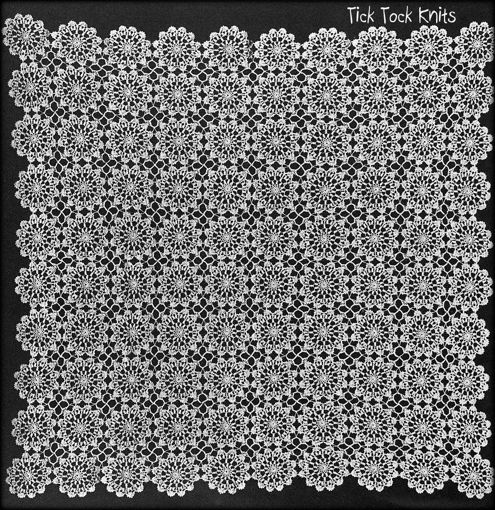 No.1068 Natürliche Spitze Tischdecke Häkelanleitung PDF - 1970er Vintage Quadratische Tischdecke - Faden häkeln rund Motiv