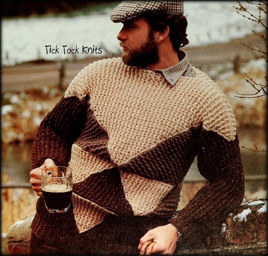Men’s Triangle Patchwork Sweater Vintage Pattern