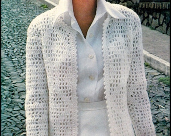 Nr.124 PDF 1970's Vintage Häkelanleitung - Damen Filet häkeln Cardigan Jacke - Retro Häkelanleitung - Instant Download
