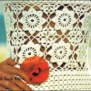 No.405 PDF Crochet Pattern - Women&#39;s Brick Stitch Dress Flower Motif - Vintage 1970&#39;s Retro Crochet Pattern - Instant Digital Download
