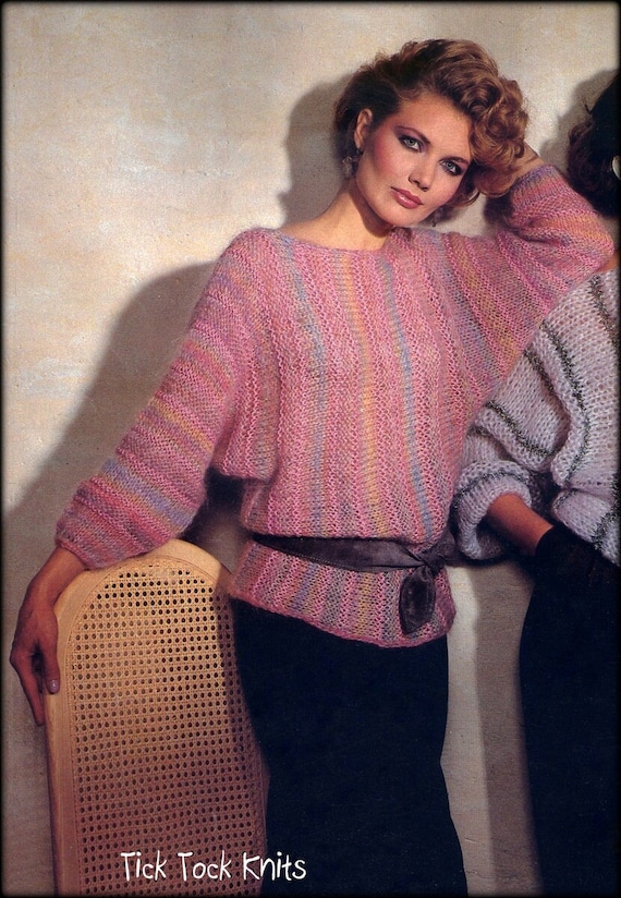 No.1199 Women's Bat Wing Sweater Knitting Pattern PDF