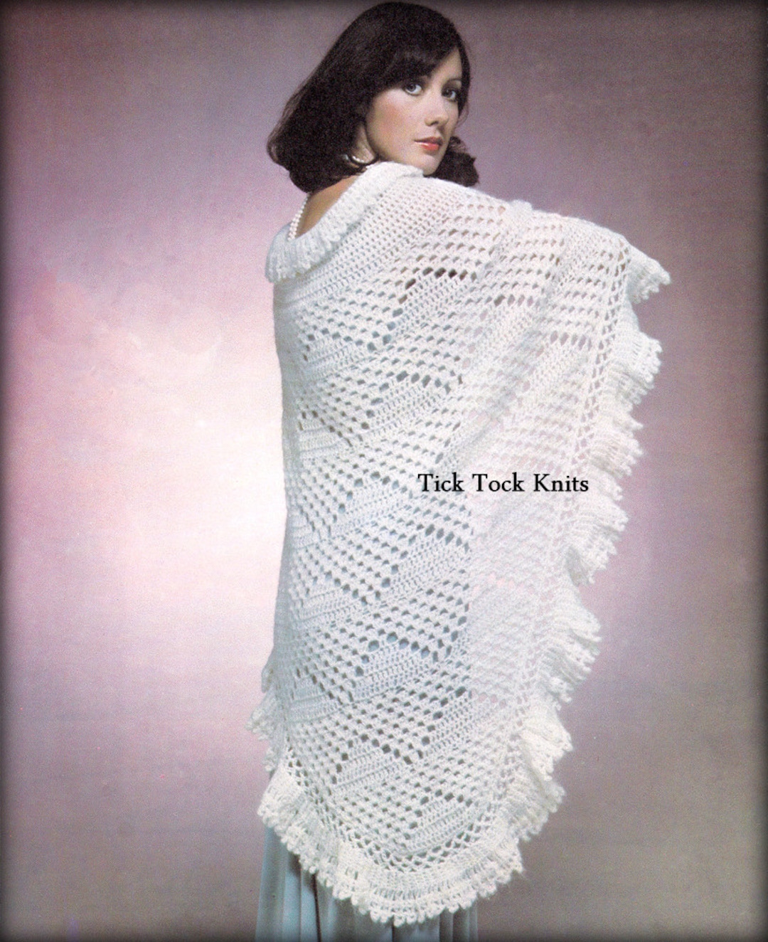 No.393 Women's Crochet Shawl Pattern 1970's Vintage PDF - Cloud Shawl ...