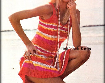 No.432 Crochet Pattern PDF - Women's / Teen Girl's Tank Dress - Summer Sundress Beach Cover-Up - Vintage 1970's Retro Boho Crochet Pattern