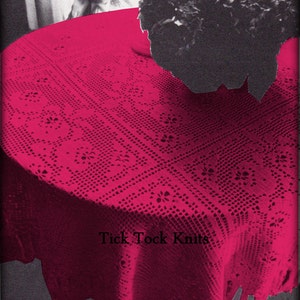 No.519 Tablecloth Crochet Pattern PDF - Nine-Square Tablecloth Filet Crochet Roses - 1970&#39;s Vintage Thread Lace Square Motif Table Cloth