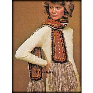 No.523 Crochet Scarf Pattern PDF Vintage For Women - Seven Foot Scarf - 1970&#39;s Retro Boho Crochet Pattern Long Scarf Instant Download