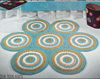 No.115 Häkelmuster PDF Vintage - Teppich der Kreise - 1960er Retro Häkelmuster - Schlafzimmer oder Wohnzimmer - Direkter Download