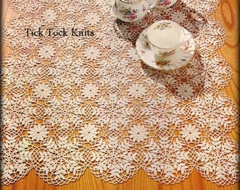 No.488 Crochet Pattern PDF Vintage - Snow Crystals Motif Doily Square Table Runner - Thread Crochet Lace Motif Table Tea Setting