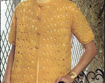 No.91 PDF vintage Crochet Pattern Women’s Short Sleeved Lacy Crocheted Coat - 1960's Retro Crochet Pattern - Tailles Small - Large