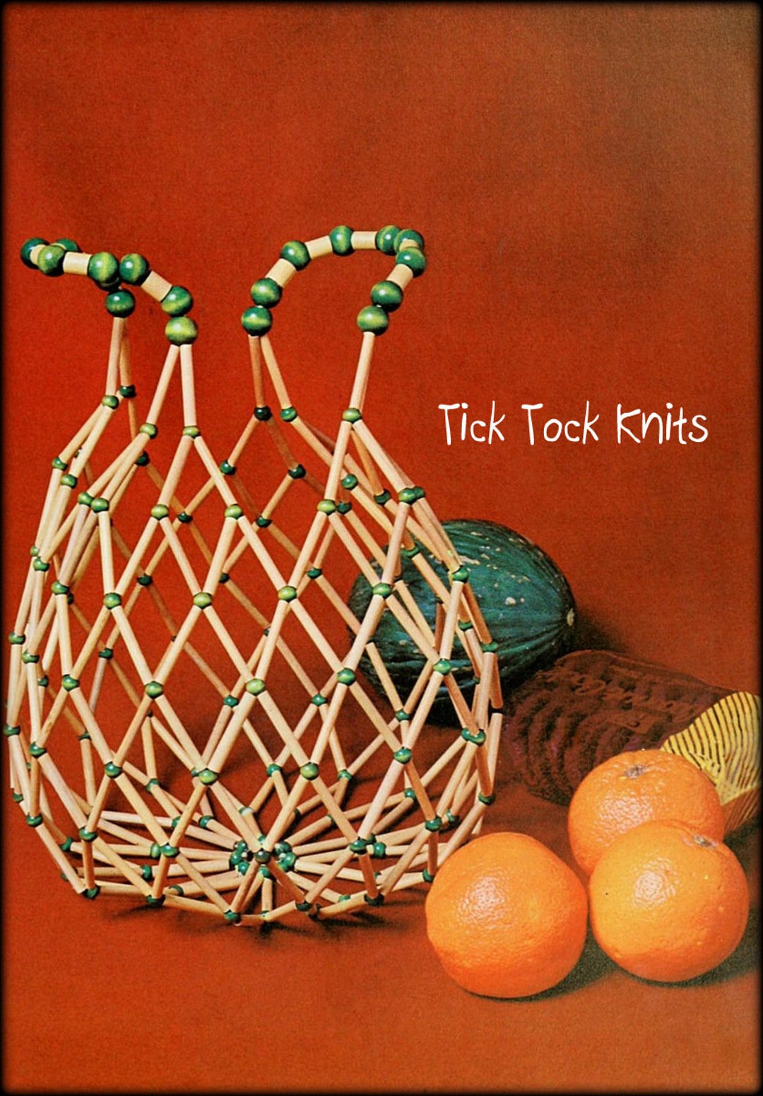 No.1054 Bead & Cane Shopping Basket Pattern PDF Vintage Etsy