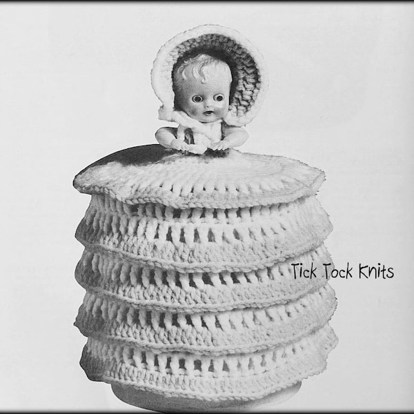 No.807 Crochet Pattern PDF Vintage - Baby Doll Spare Toilet Paper Roll Cover - Bathroom Home Decorating 1970's Retro