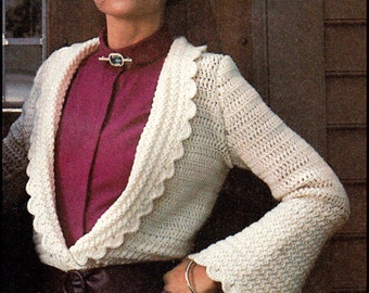 No.273 Crochet Pattern PDF Vintage Women's Scalloped Edge Cardigan - 1970's Retro Crochet Pattern - Instant Download