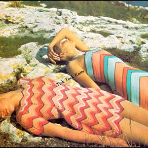 No.406 PDF Crochet Pattern - 2 Different Women's / Teens Chevron Dresses To Crochet - Vintage 1970's Retro Crochet Pattern - Inst Download