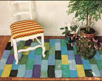 No.171 PDF Vintage Crochet Pattern - Cobblestone Rug - Crocheted Rug - 1970's Retro Crochet Pattern - Instant Download