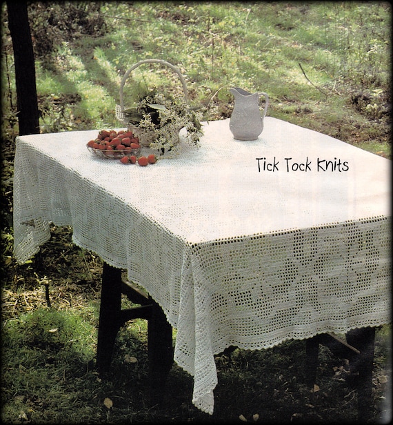 No.918 Swedish Star Filet Crochet Tablecloth Pattern PDF - Lace Rectangular Table Cloth - Vintage 1970's Thread Motif - Digital Download