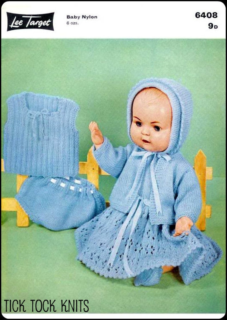 No.21 PDF Vintage Knitting Pattern For 16 Dolls Dress, Jacket, Vest, Bonnet, Shoes, Panties Retro Lee Target 6408 Instant Download image 1