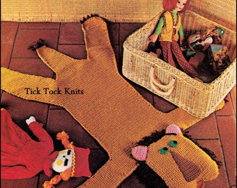 Nr.391 Wildtierteppiche Häkelanleitung PDF Vintage - Löwe, Tiger, Leopard & Zebra - Baby-Kinder 1970er Jahre Häkelanleitung - Schlafzimmerteppich