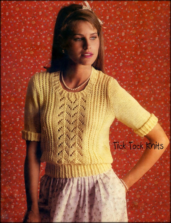 Herradura encaje pullover patrón de punto PDF Vintage suéter de  encaje de mujer Primavera Verano Otoño 1970's Retro Knitting