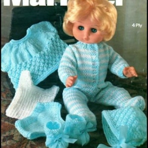 No.29 Doll Knitting Pattern PDF Vintage For 12", 14", 16", 18" Dolls - Pajamas, Bonnet, Bootees, Shirt, Vest, Underpants