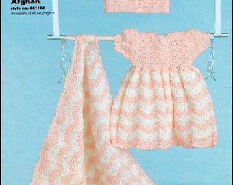 No.73 PDF Vintage Crochet Pattern Baby Girl's Dress, Cardigan, Afghan - Sizes 0, 6, 12, 18 months - Baby Crochet Pattern - Instant Download