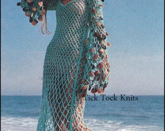 No.264 Women's Crochet Pattern PDF Vintage - Sea Goddess Dress - Beach Cover Up - 1970's Retro Crochet Pattern - Instant Download