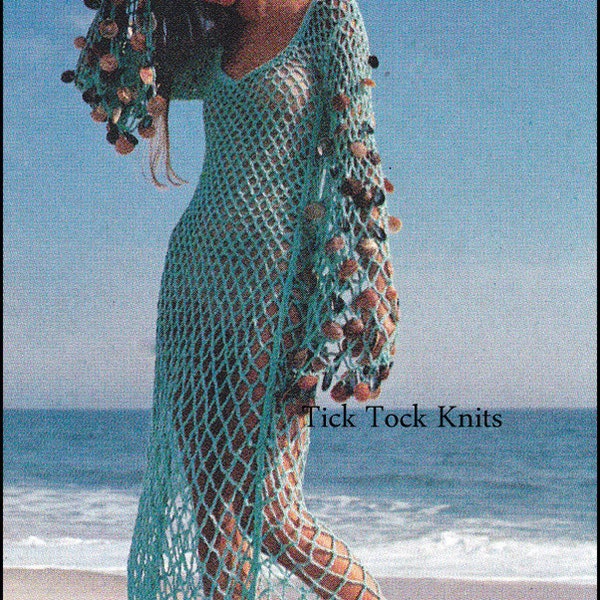 No.264 Women's Crochet Pattern PDF Vintage - Sea Goddess Dress - Beach Cover Up - 1970's Retro Crochet Pattern - Instant Download